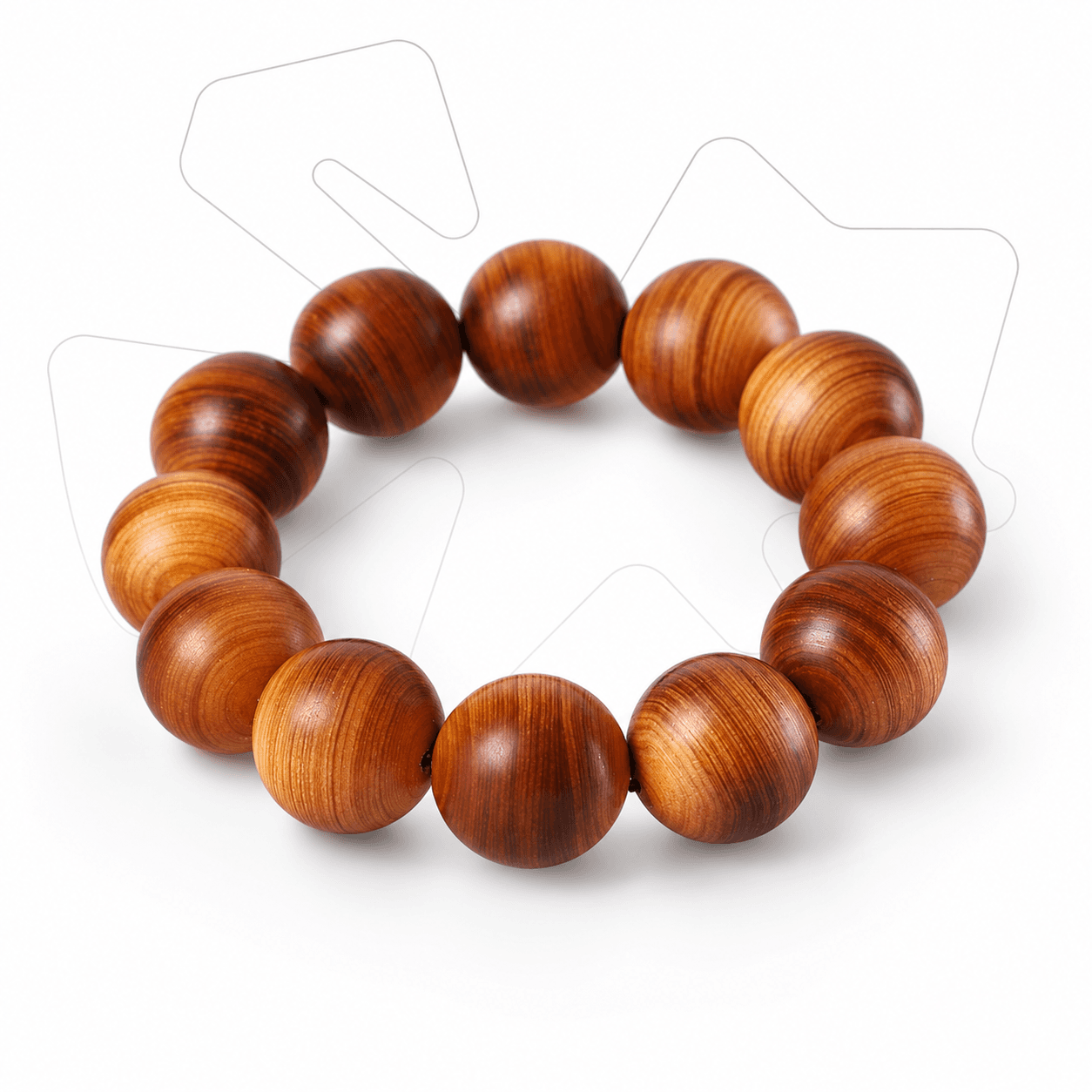 Wood Bead Bracelet, 20mm × 12 Beads